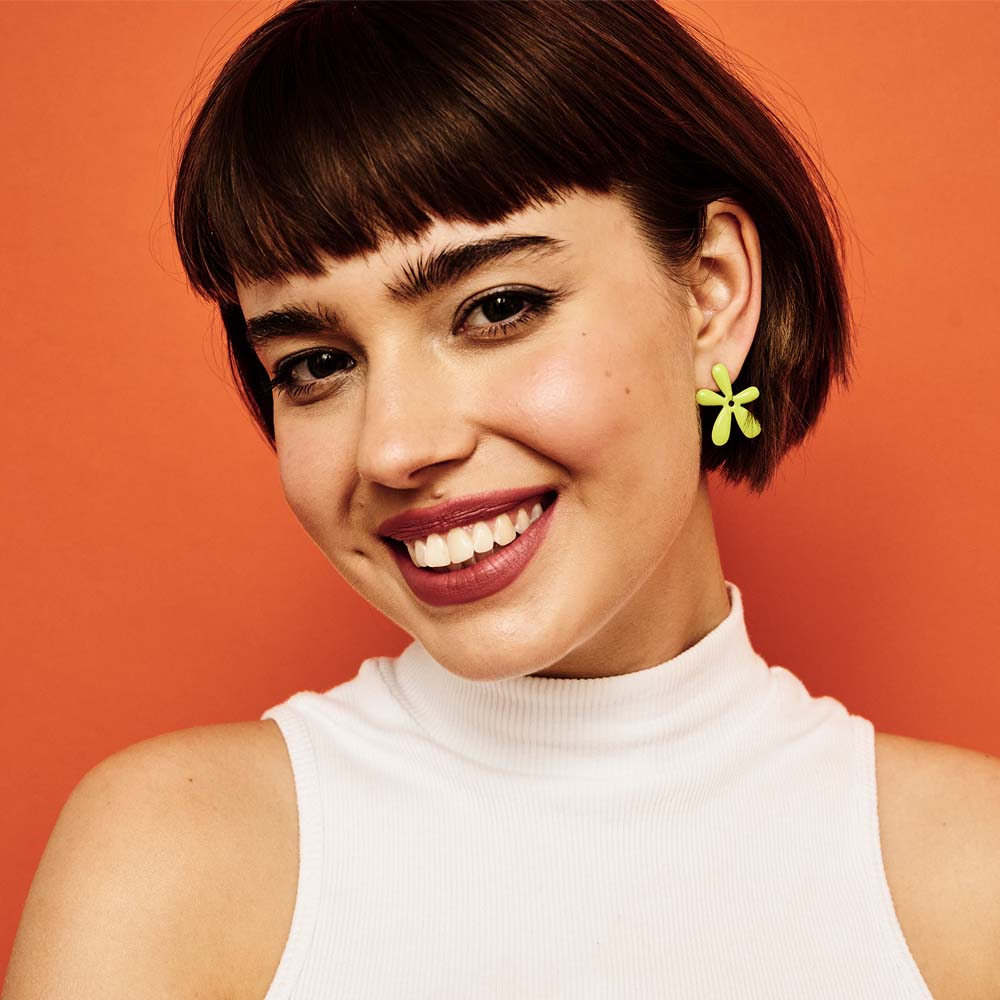 Farrahs - Sterling Silver and Lime Green Enamel