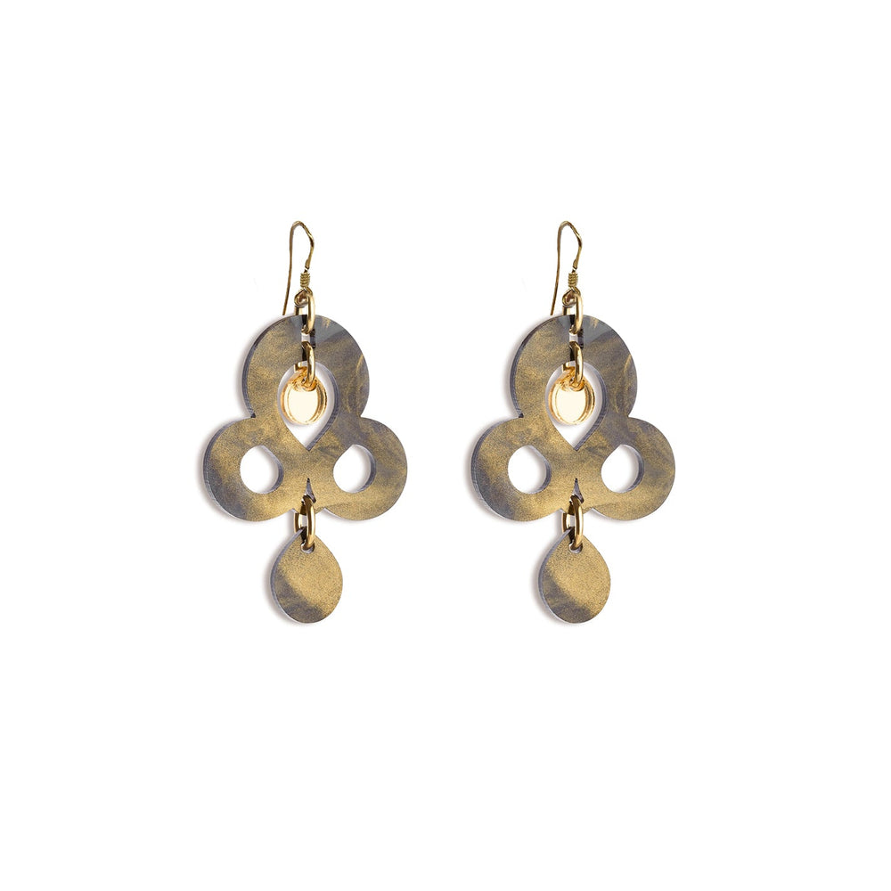 Mini Batik Earrings - Black Swirl on hooks