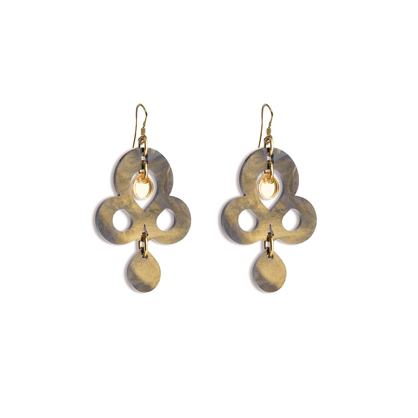 Mini Batik Earrings - Black Swirl on hooks