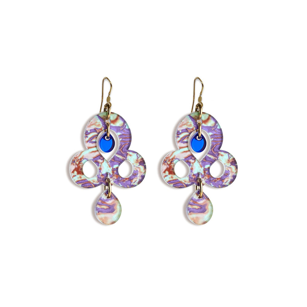 Mini Batik Earrings - Blue Splatter on hooks