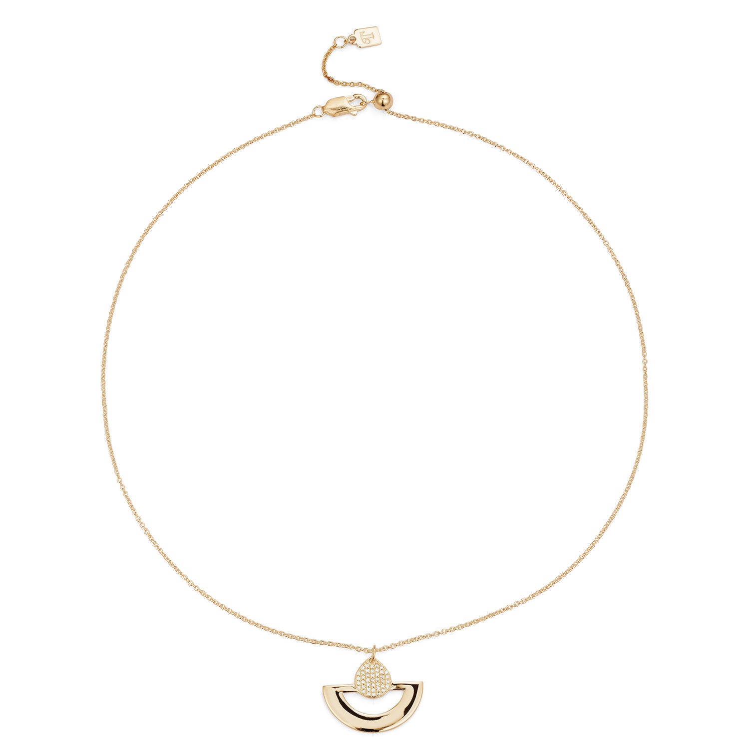 Mini Fan Pendant Necklace - Gold Vermeil