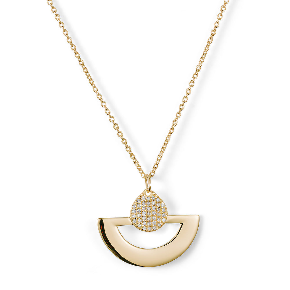 Mini Fan Pendant Necklace - Gold