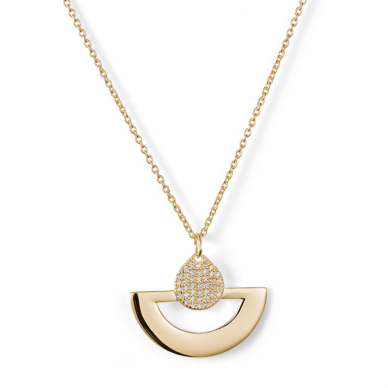 Mini Fan Pendant Necklace - Gold Vermeil