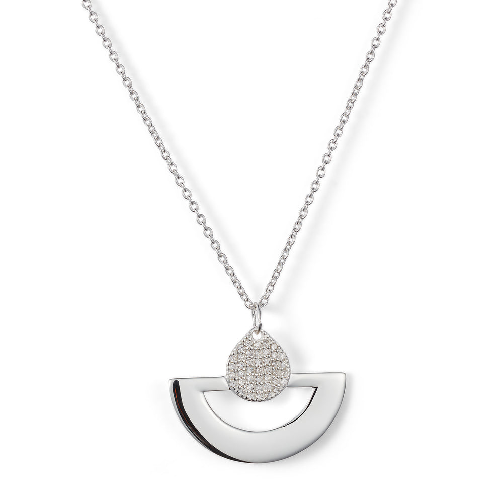 Mini Fan Pendant Necklace - Sterling Silver