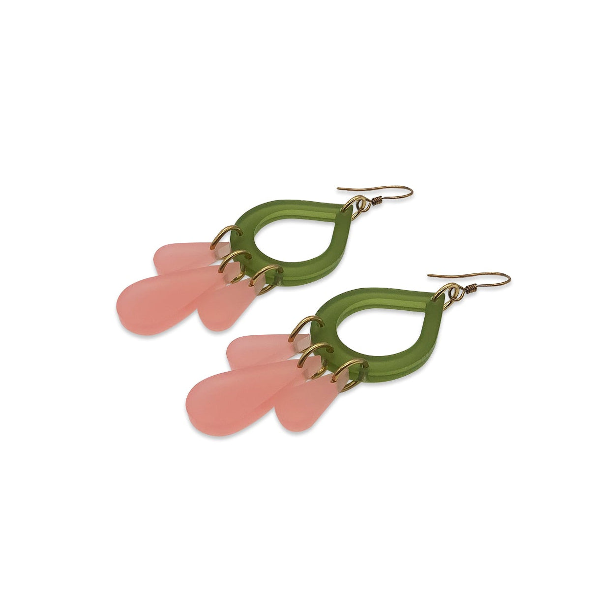 Mini Feather Earrings - Lime Zest & Blush Pink