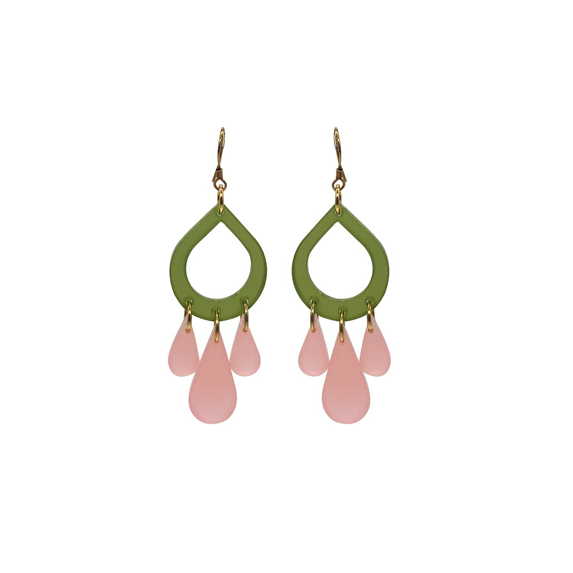 Mini Feather Earrings - Lime Zest & Blush Pink