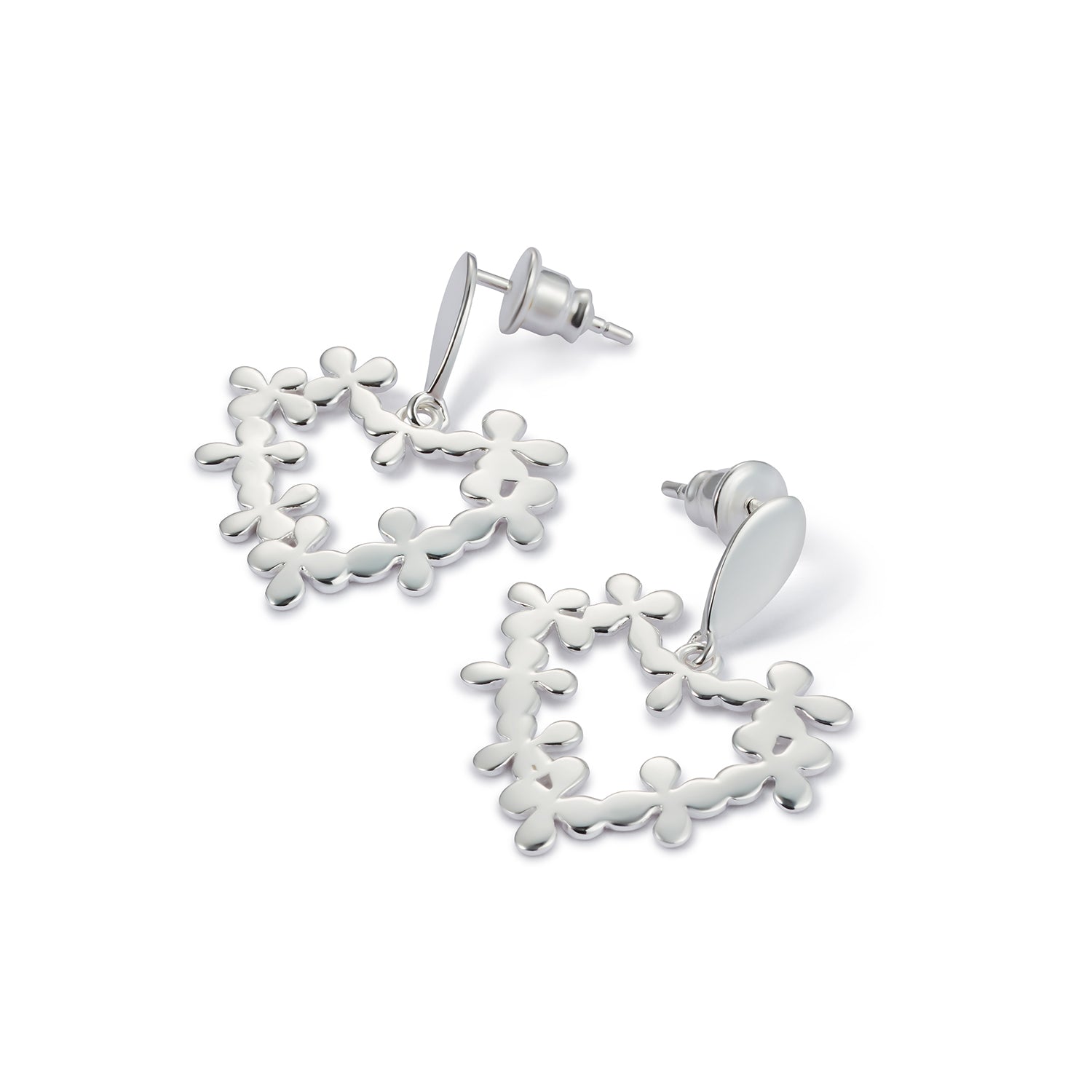 Mini Hearts In Flowers - Sterling Silver