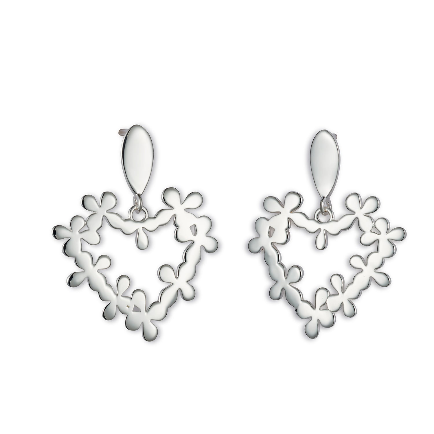 Mini Hearts In Flowers - Sterling Silver