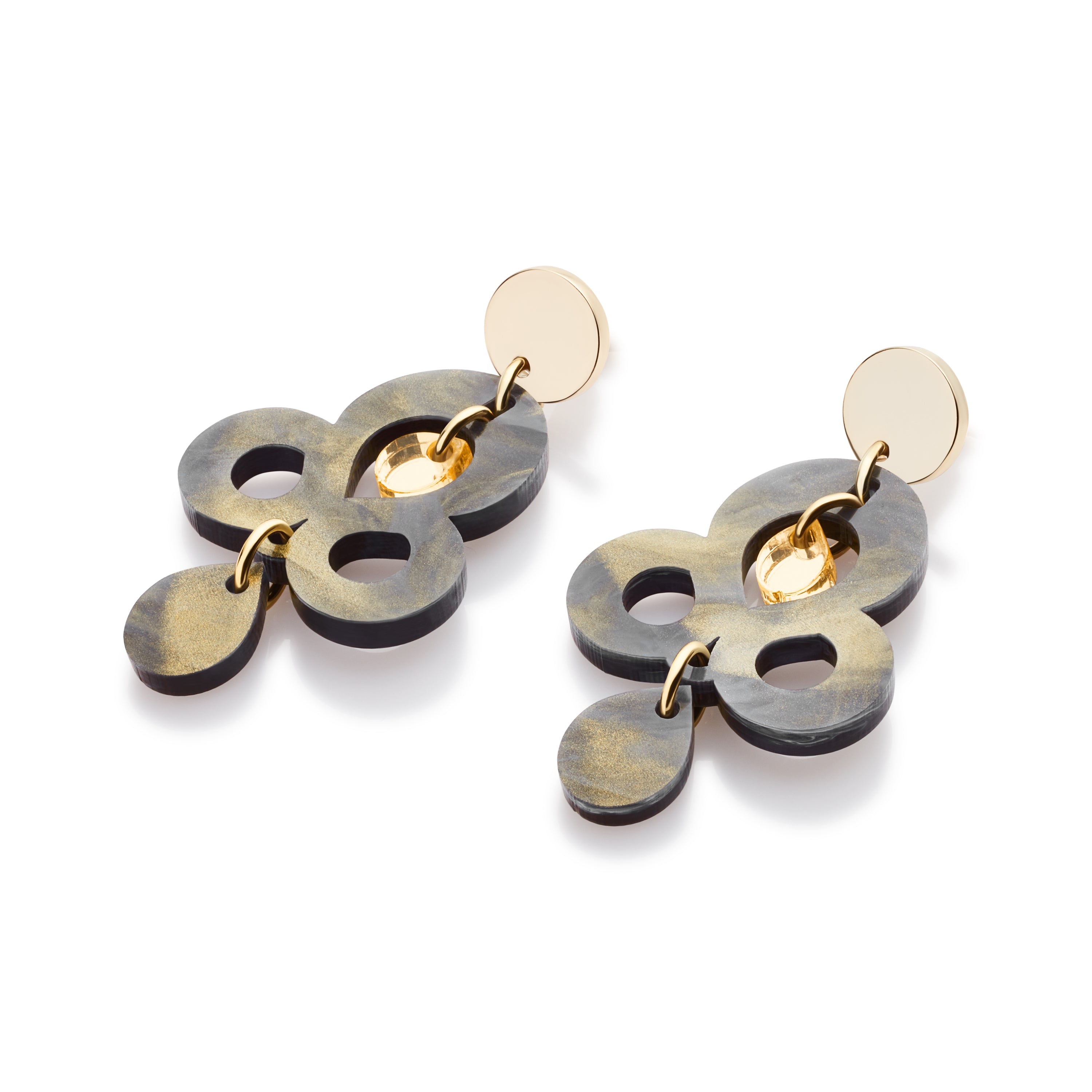 Mini Batik Earrings - Black Swirl