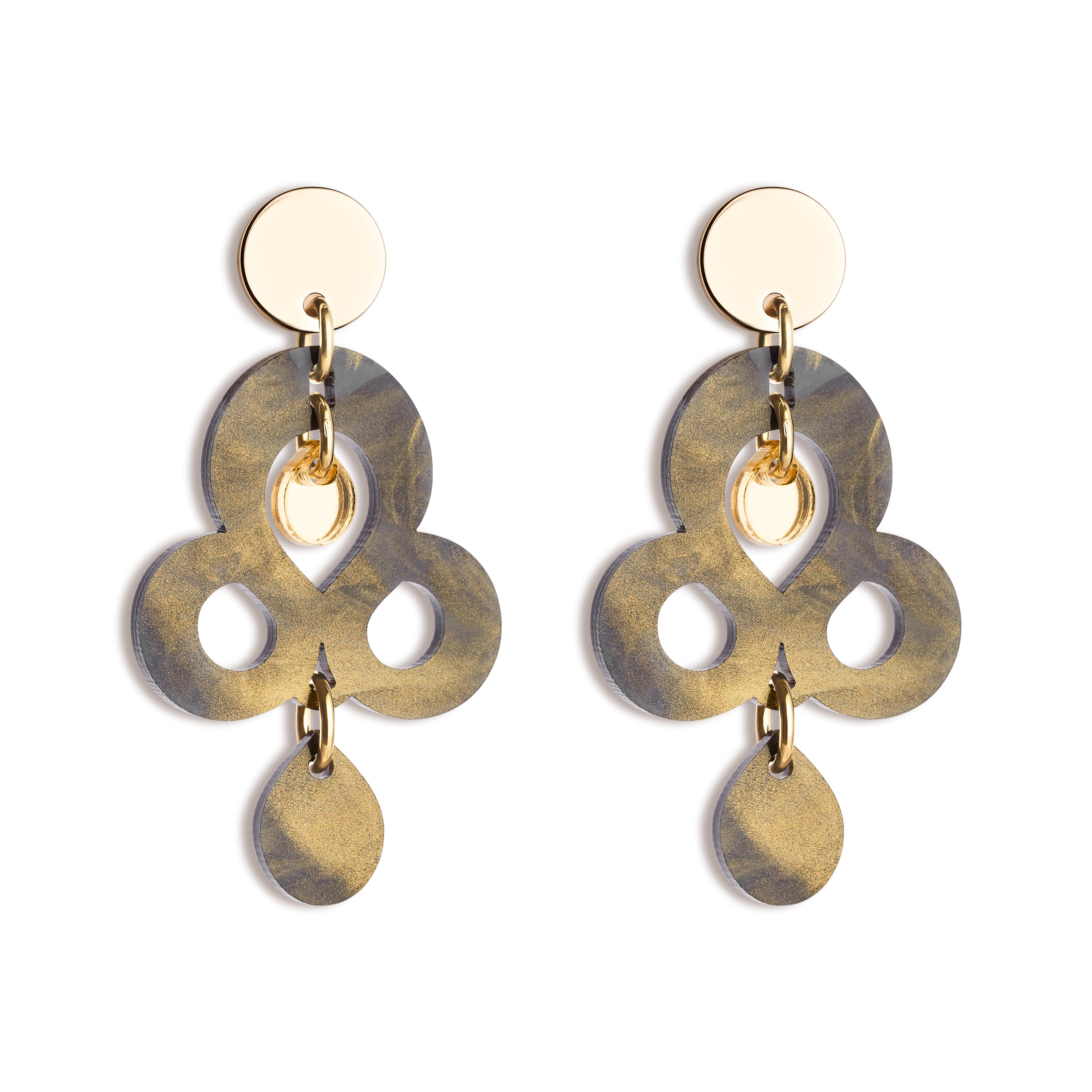 Mini Batik Earrings - Black Swirl