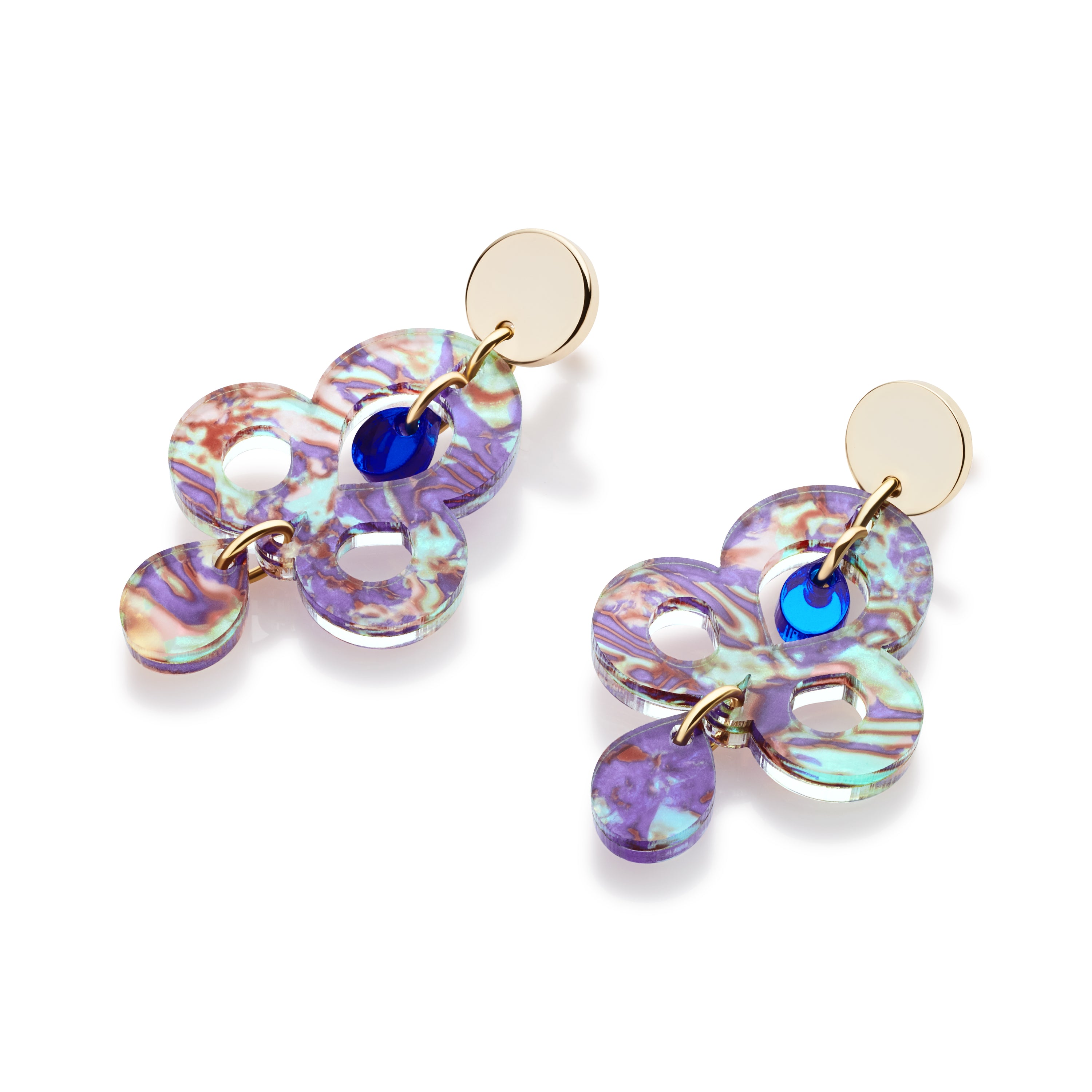 Mini Batik Earrings - Blue Splatter