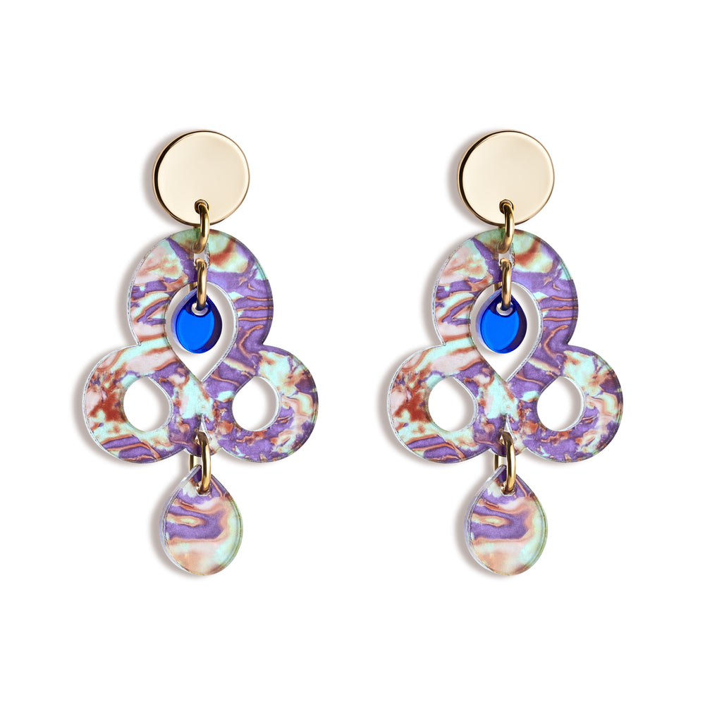 Mini Batik Earrings - Blue Splatter