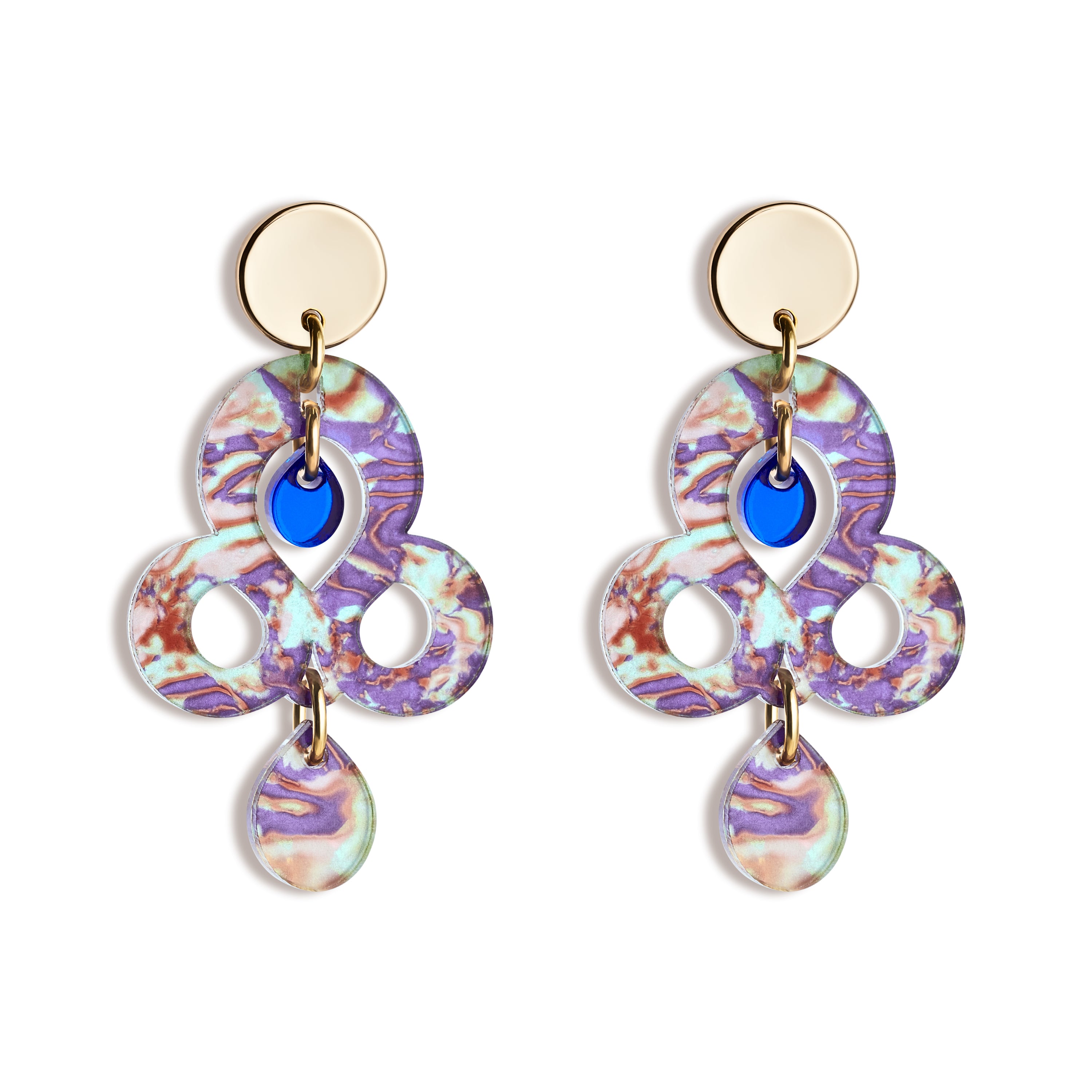 Mini Batik Earrings - Blue Splatter