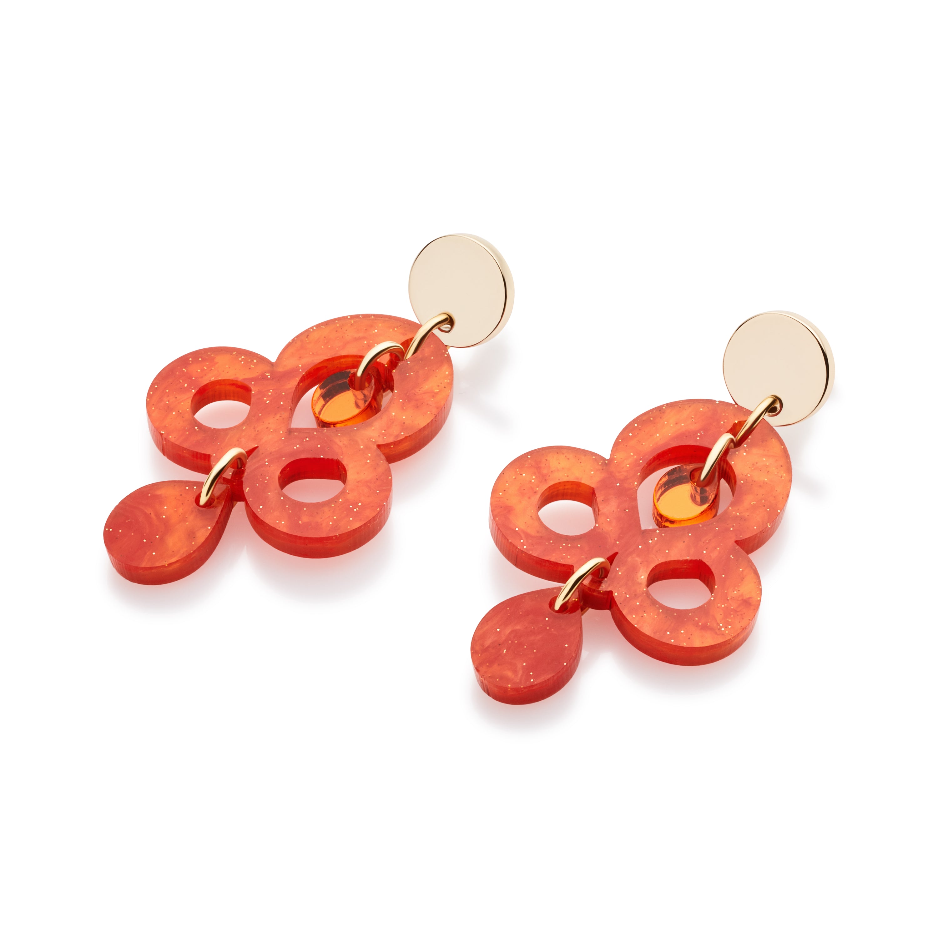 Mini Batik Earrings - Sienna Red & Orange Mirror