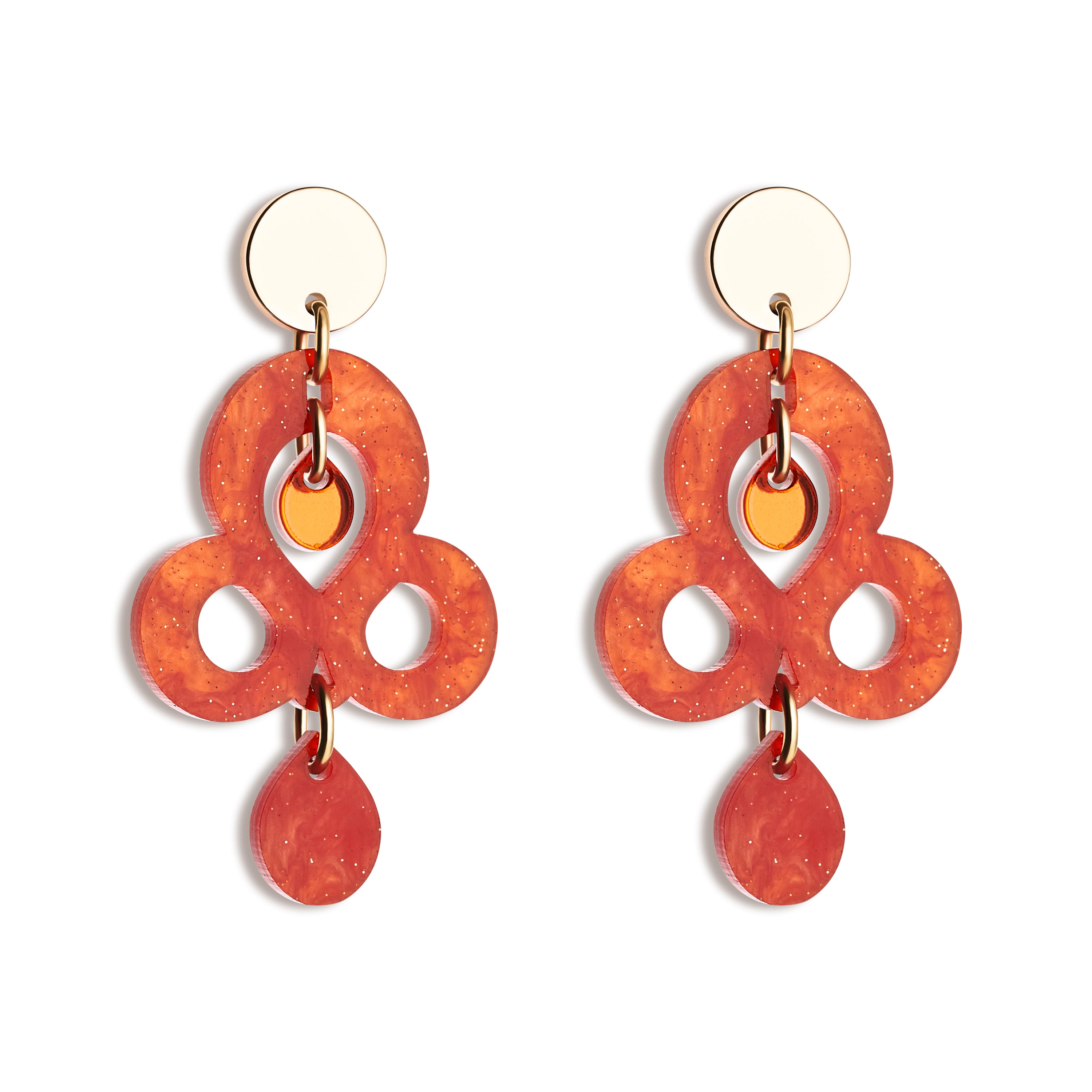 Mini Batik Earrings - Sienna Red & Orange Mirror