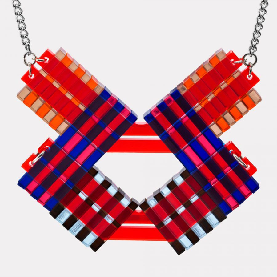 The Missoula Statement Necklace - Red & Blue Stripe