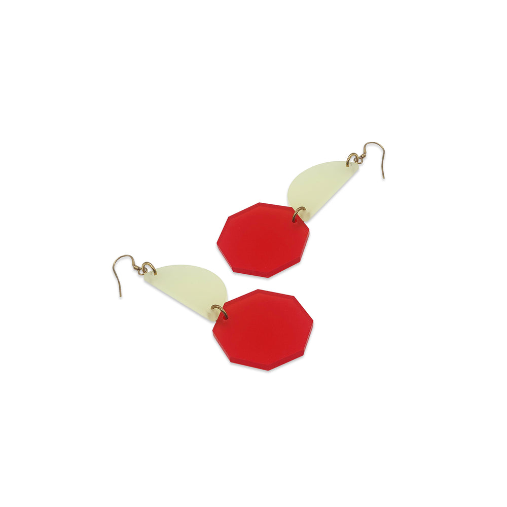 Mondrian Earrings - Red & Yellow