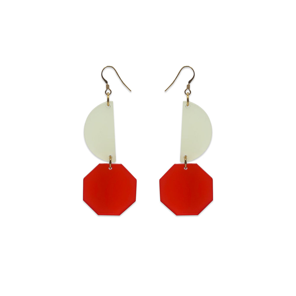 Mondrian Earrings - Red & Yellow