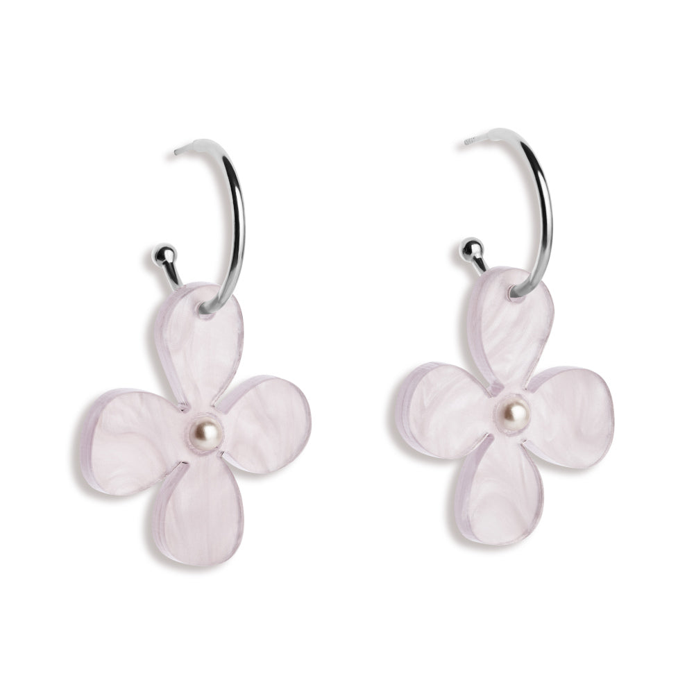 Daisy Hoop Earrings - Mauve Pearl