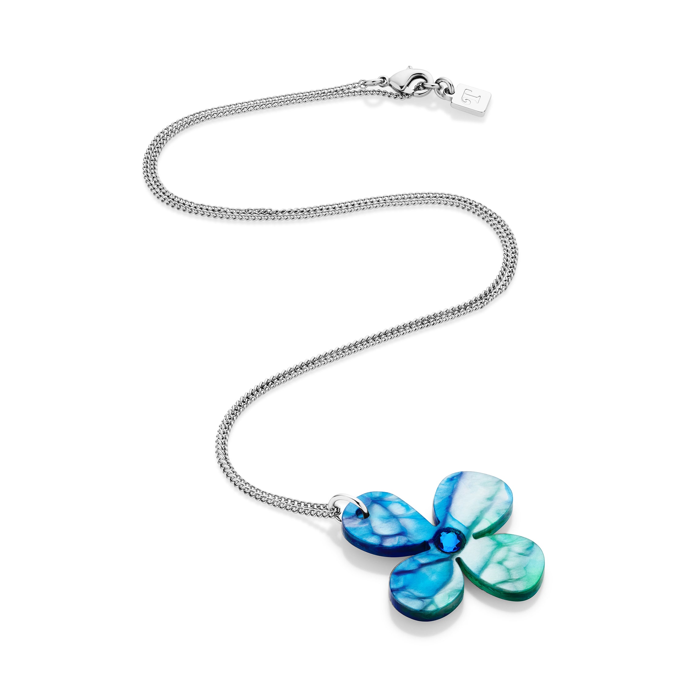 Daisy Pendant Necklace - Blue Lava