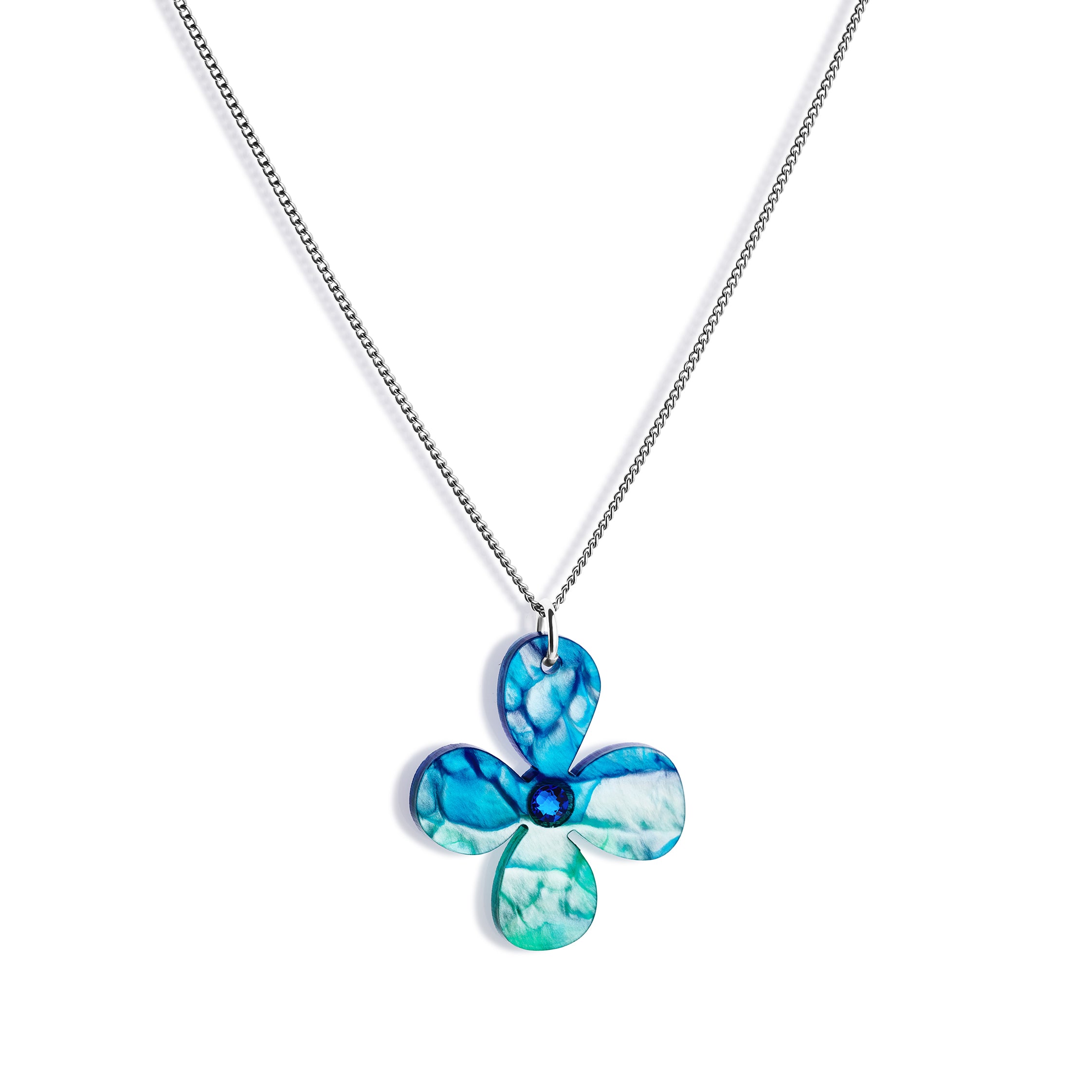 Daisy Pendant Necklace - Blue Lava