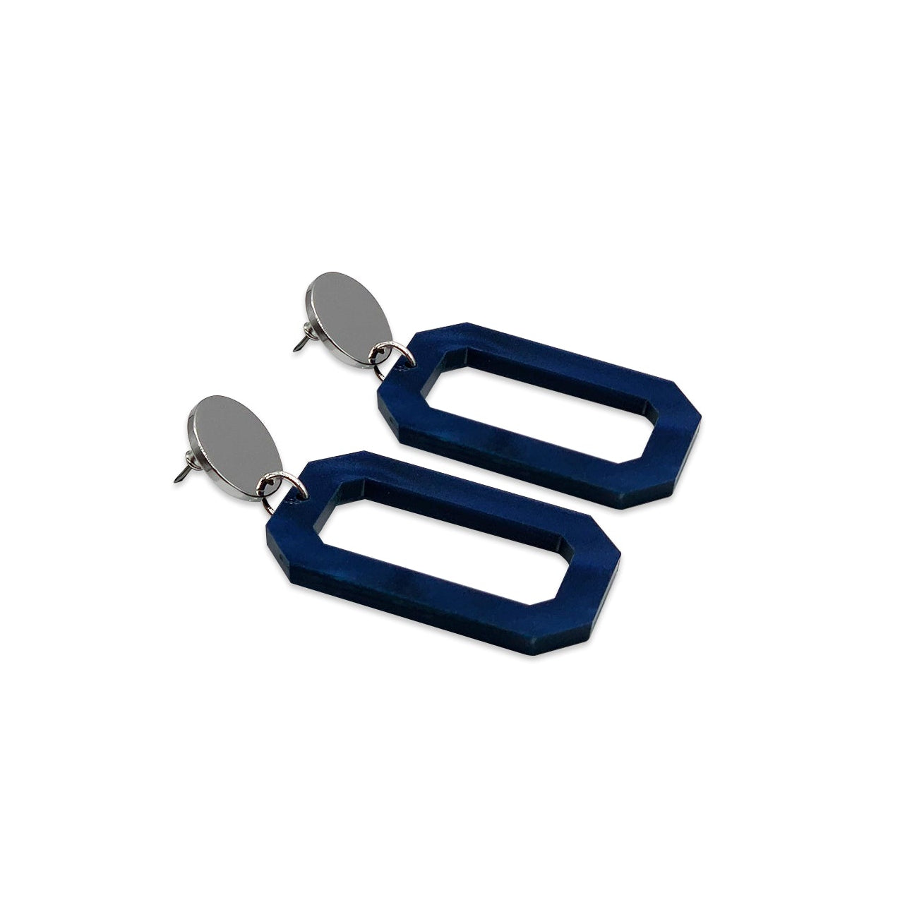 Octagon earrings - Navy Pearl