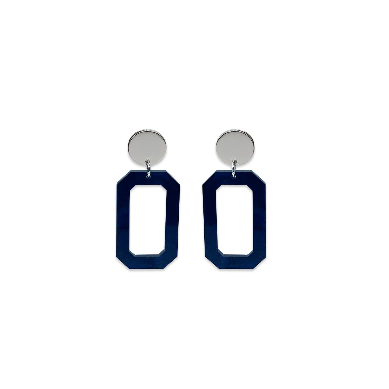 Octagon earrings - Navy Pearl
