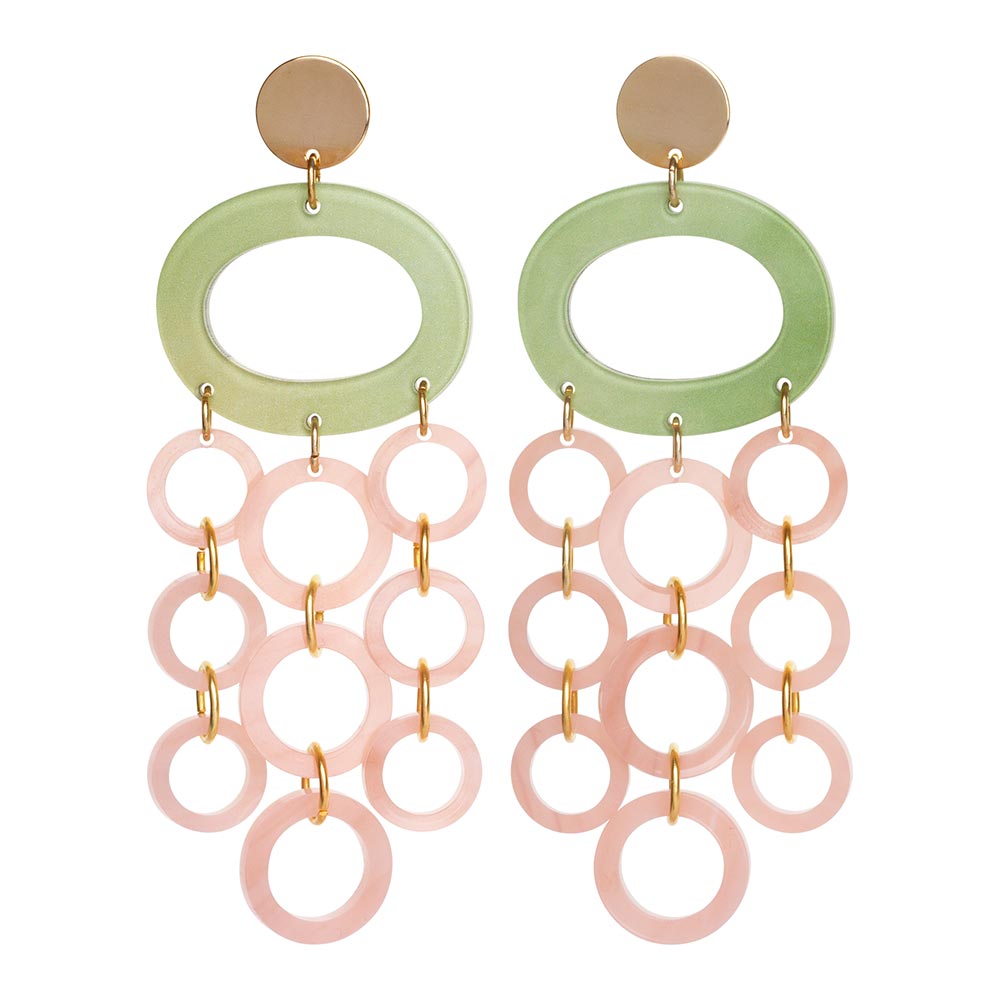 Oh What A Night Chandelier Earrings - Jade & Antique Rose