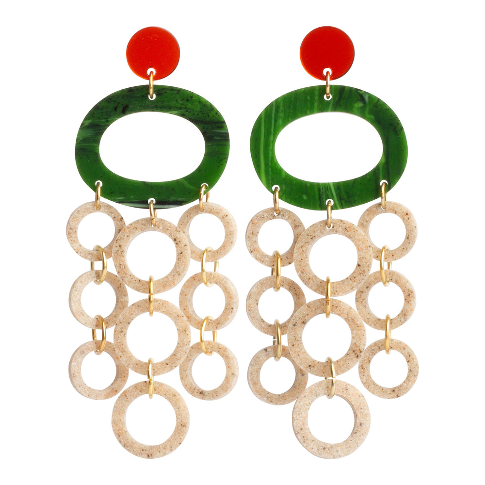 Oh What A Night Chandelier Earrings - Jade & Sandstone