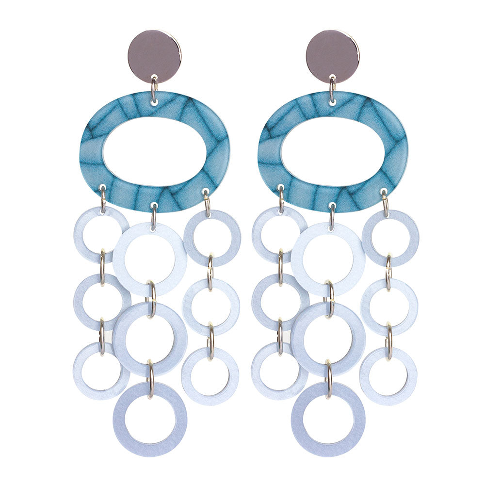 Oh What A Night Chandelier Earrings - Porcelain & Baby Blue