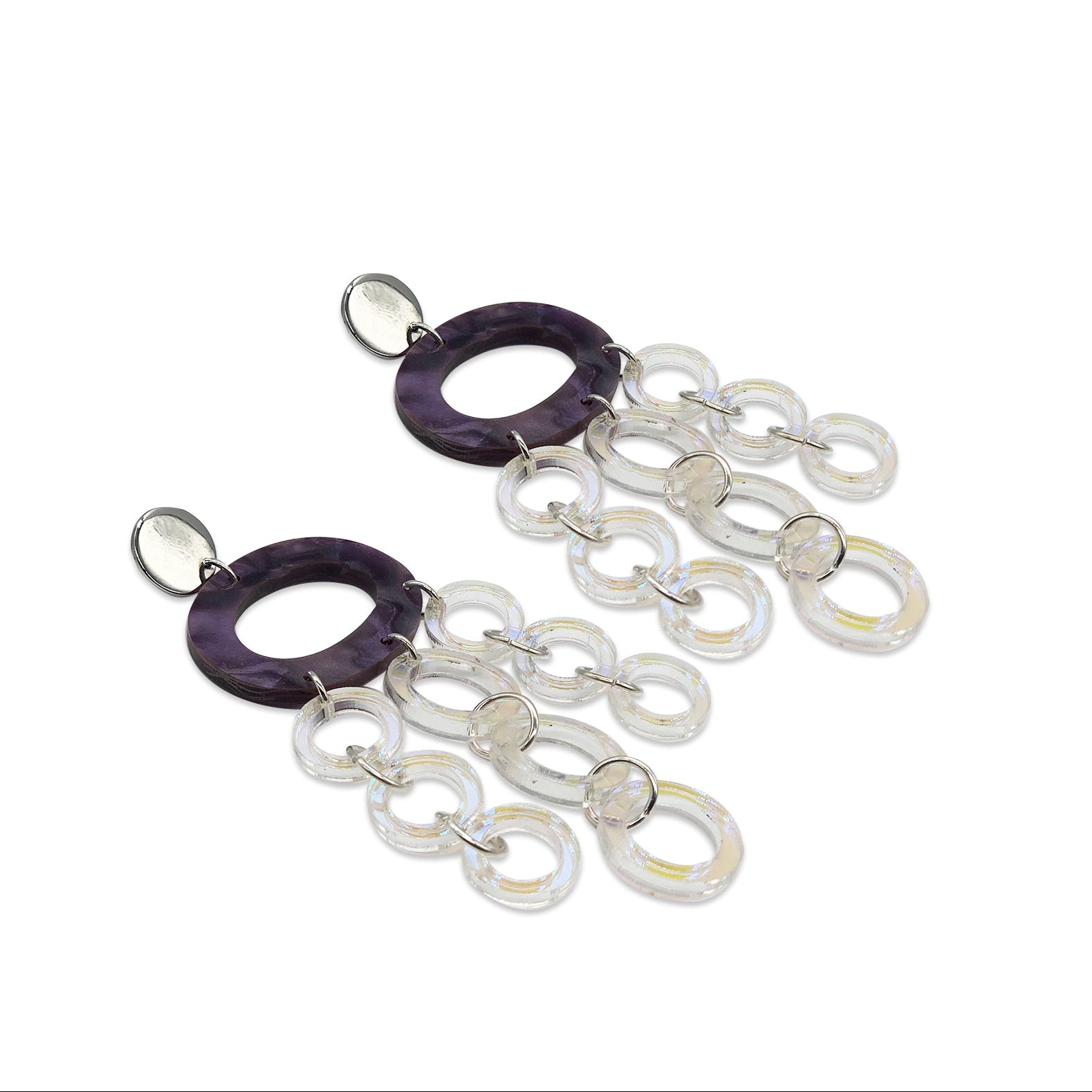 Oh What A Night Chandelier Earrings - Amethyst Pearl & Iridescent