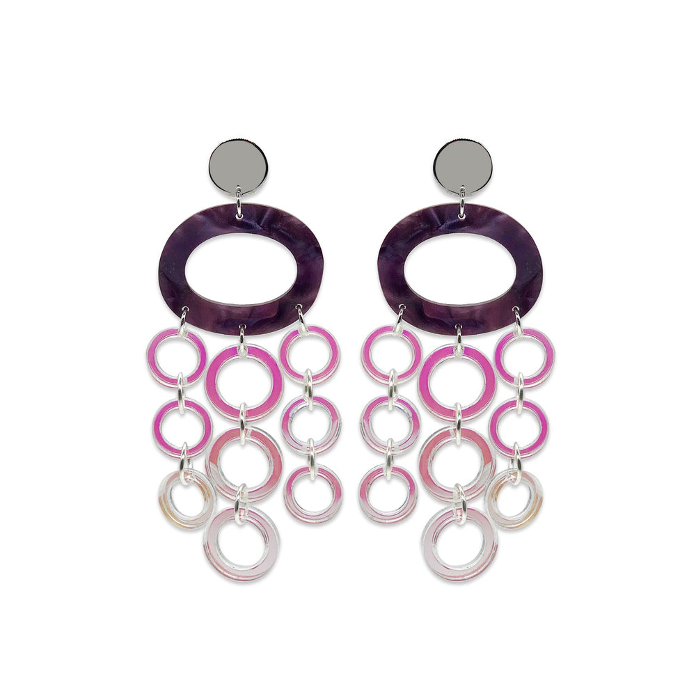 Oh What A Night Chandelier Earrings - Amethyst Pearl & Iridescent
