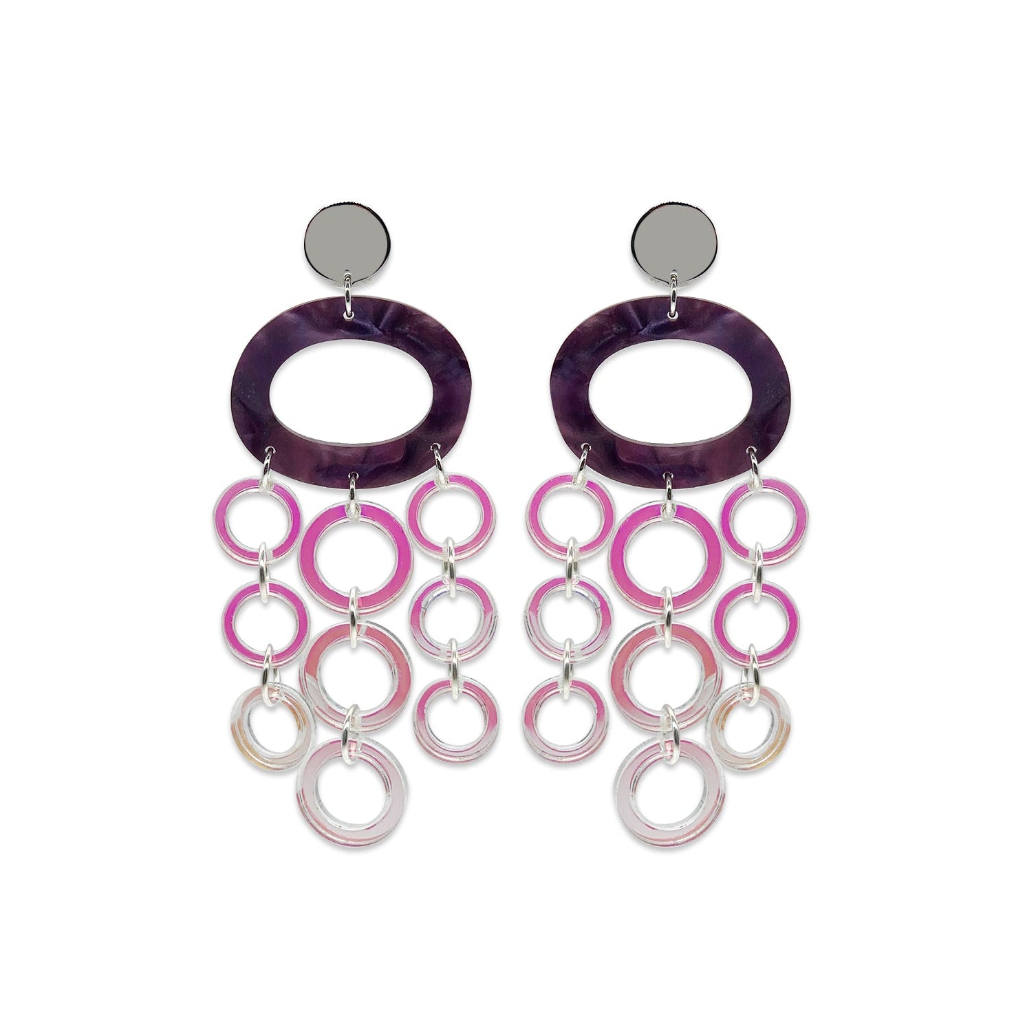 Oh What A Night Chandelier Earrings - Amethyst Pearl & Iridescent