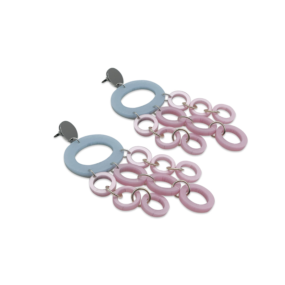 Oh What A Night Chandelier Earrings - Powder Blue & Powder Pink