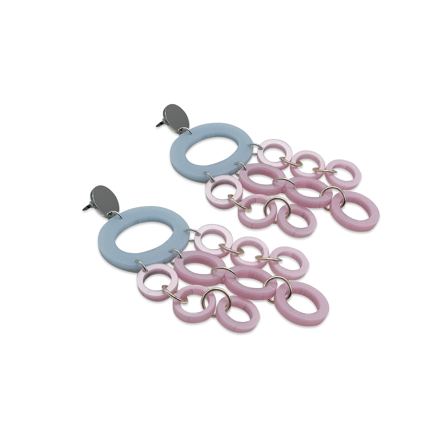 Oh What A Night Chandelier Earrings - Powder Blue & Powder Pink