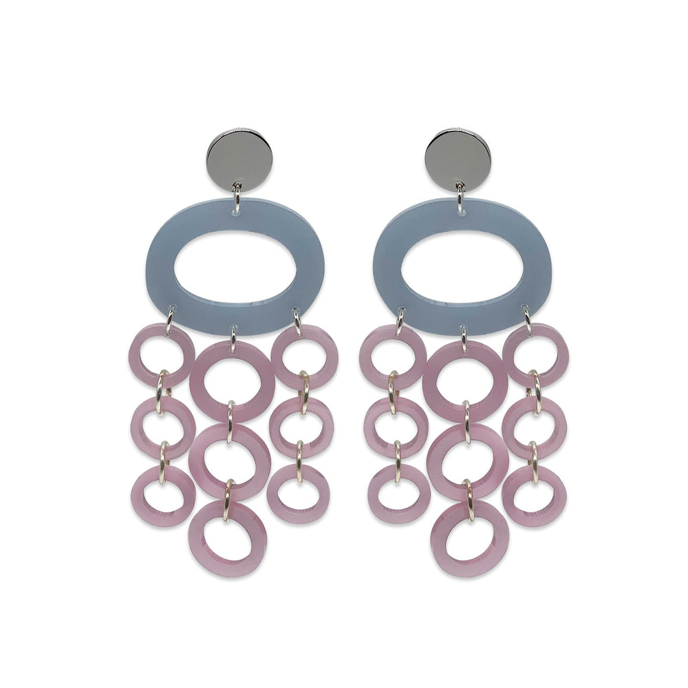 Oh What A Night Chandelier Earrings - Powder Blue & Powder Pink