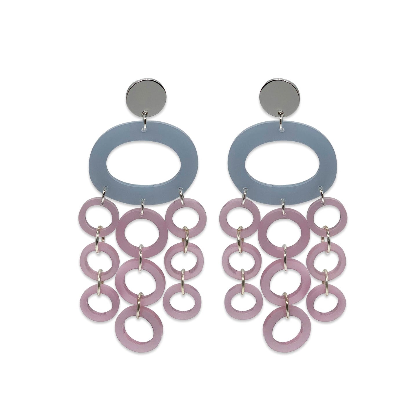 Oh What A Night Chandelier Earrings - Powder Blue & Powder Pink