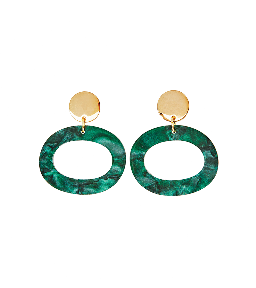The Oh Earrings - Emerald Pearl