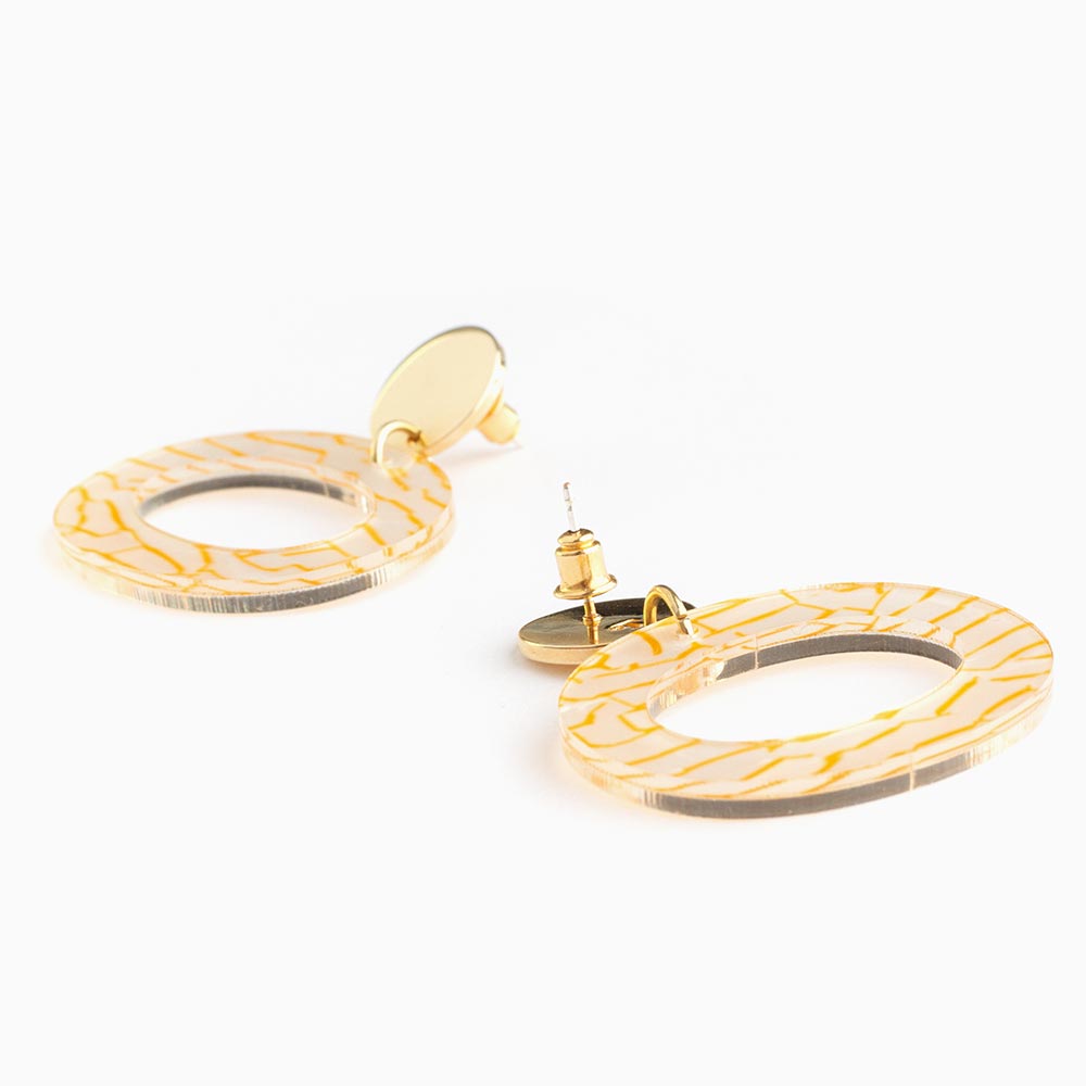 The Oh Earrings - White Crackle