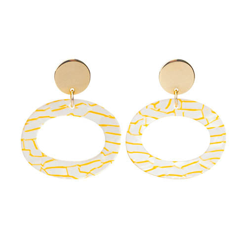 The Oh Earrings - White Crackle