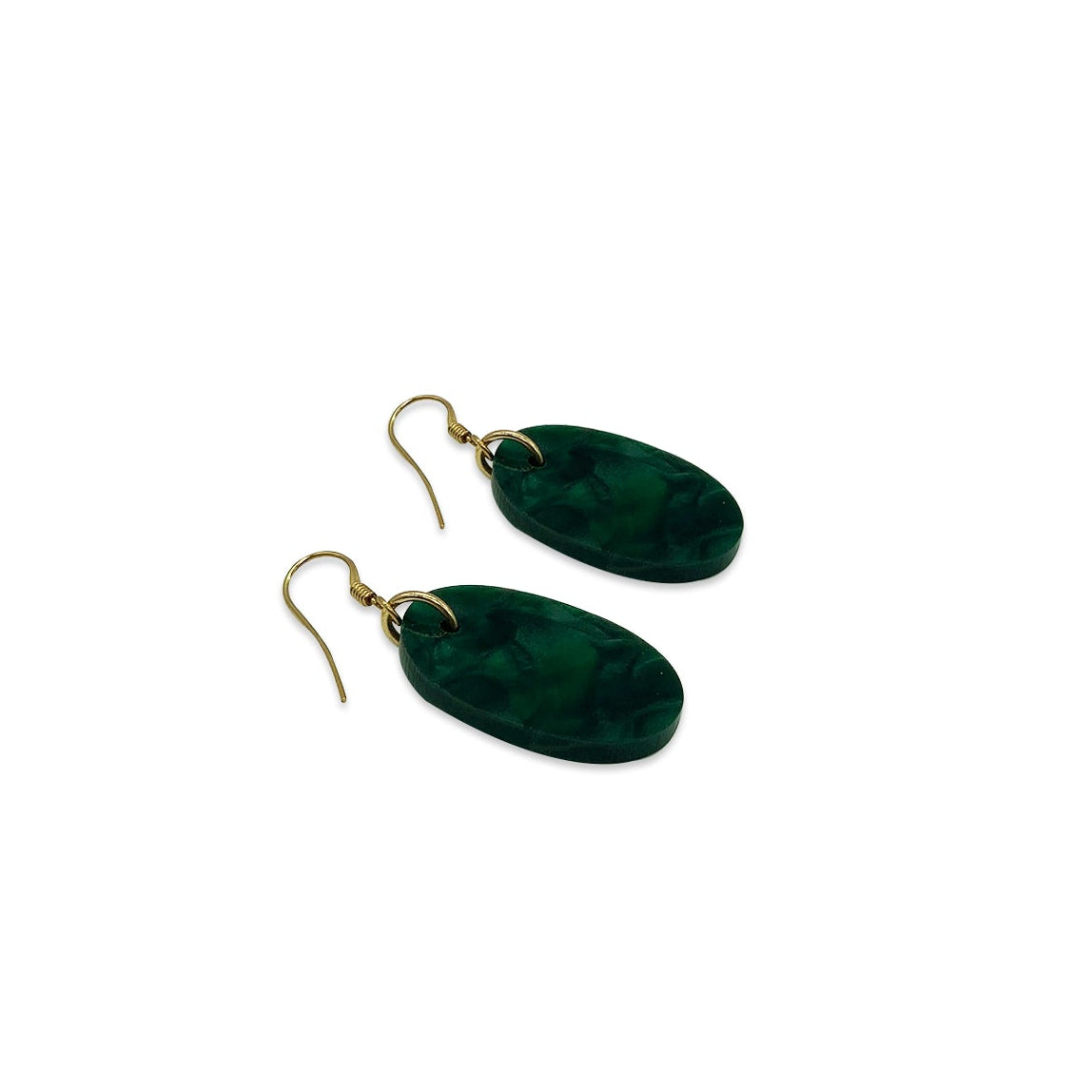 Oval Earrings - Emerald Green Pearl