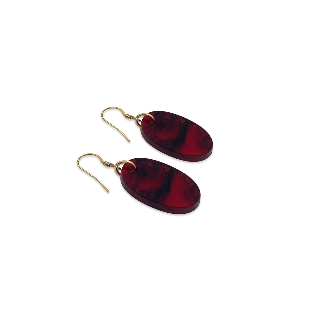 Oval Earrings - Red Tortoiseshell