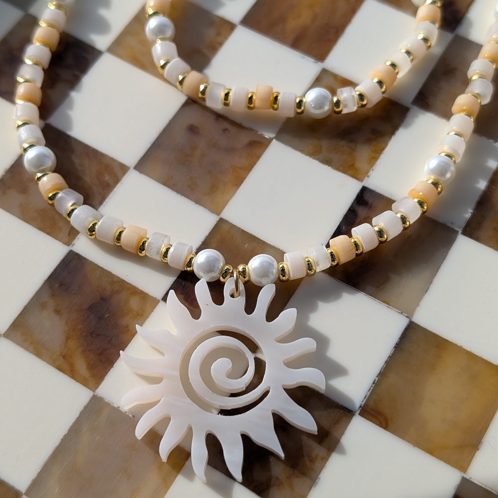 Beaded Sun Necklace - Serene
