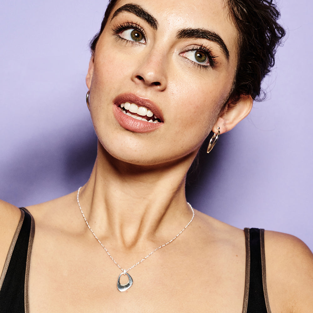 Pebble Drop Pendant Necklace - Sterling Silver
