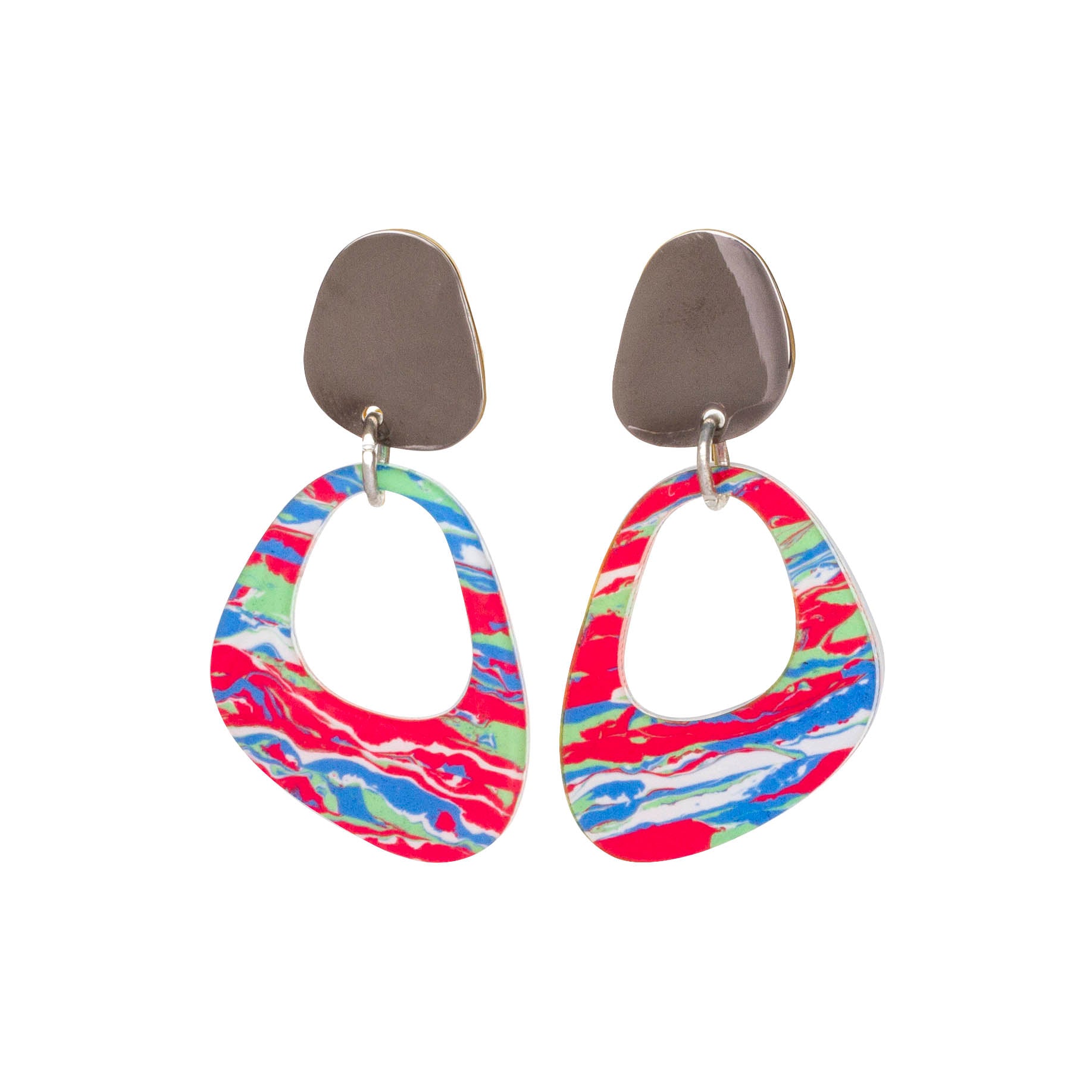 Pebble Drop Earrings - Red Splatter