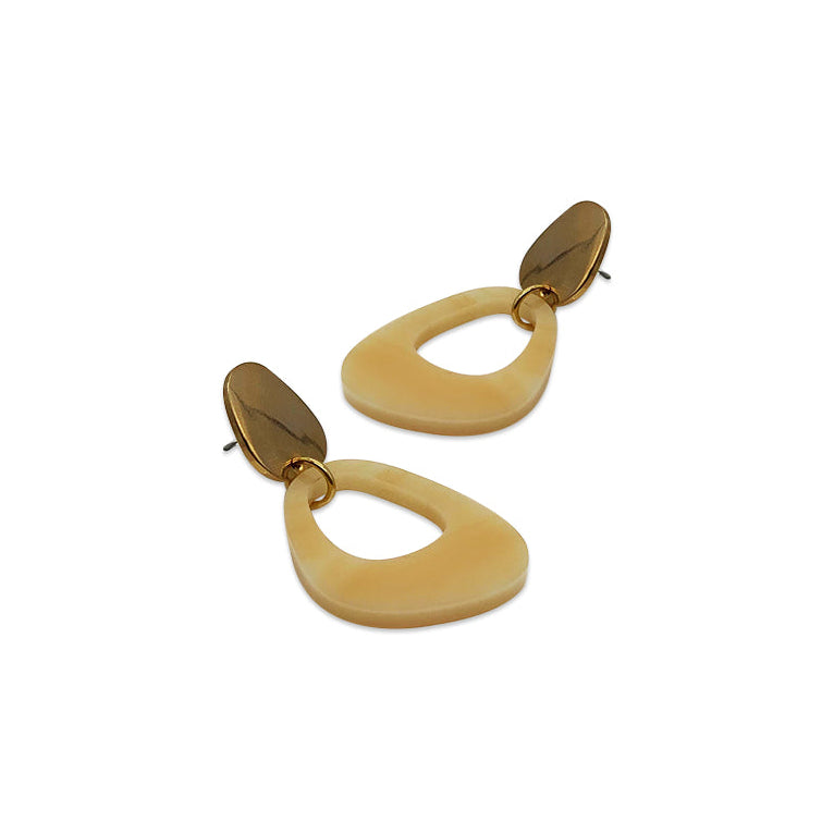 Pebble Drop Earrings - Caramel Marble
