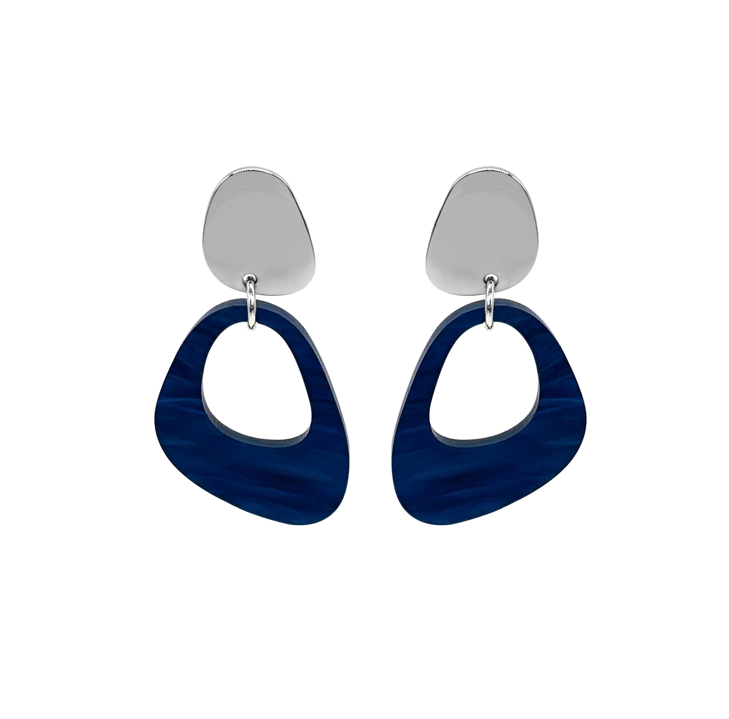 Pebble Drop Earrings - Midnight Blue Swirl