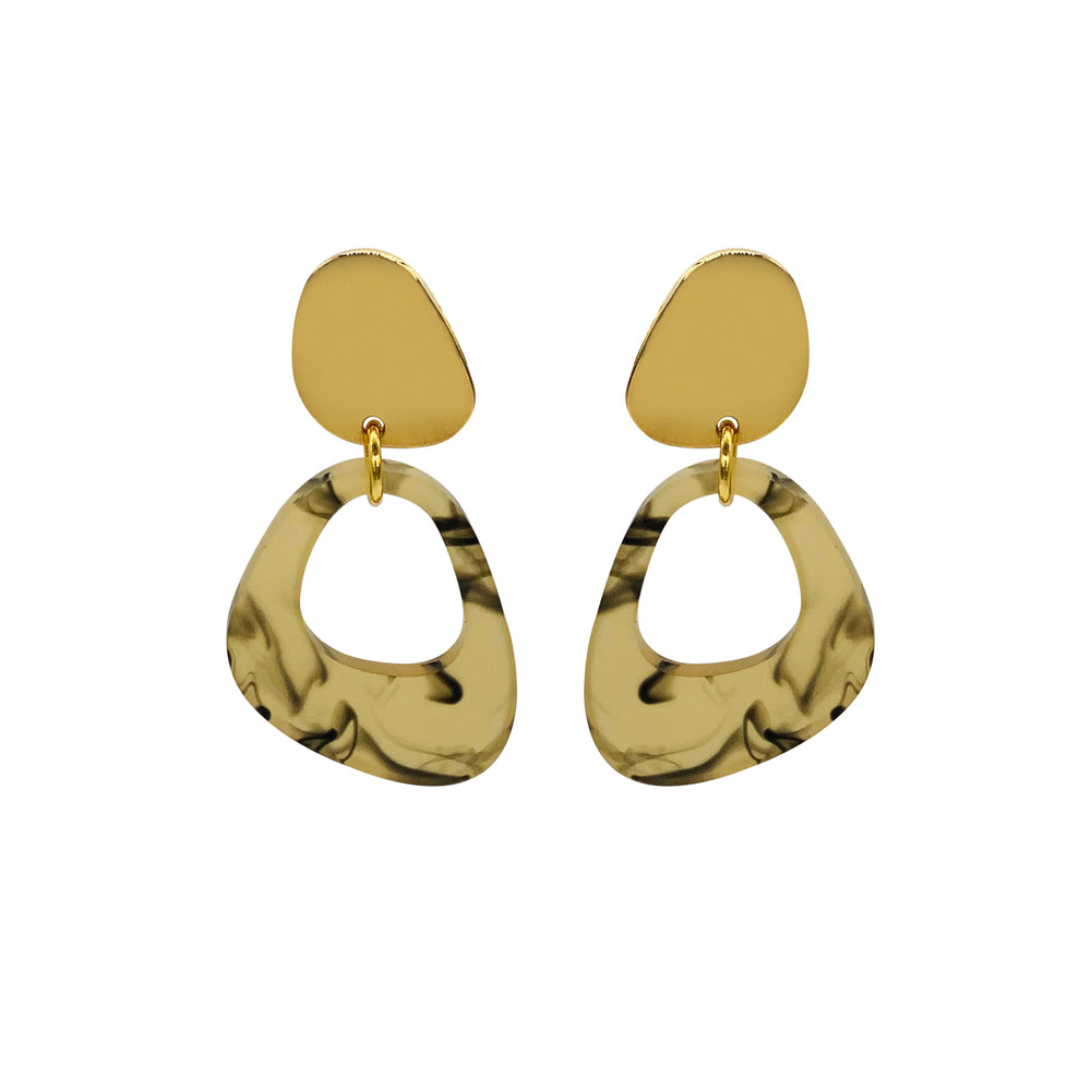 Pebble Drop Earrings - White Tortoiseshell