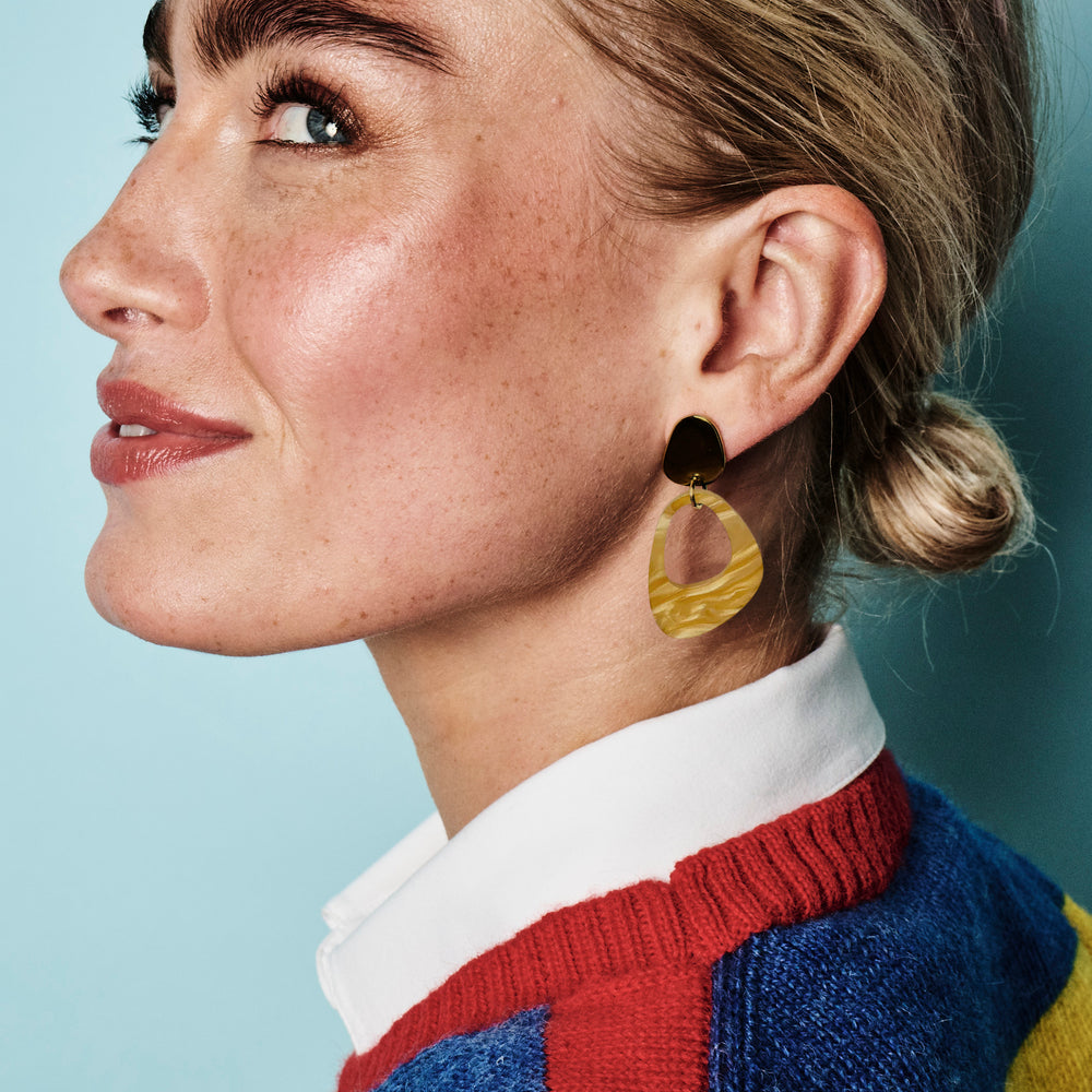 Pebble Drop Earrings - Caramel Swirl