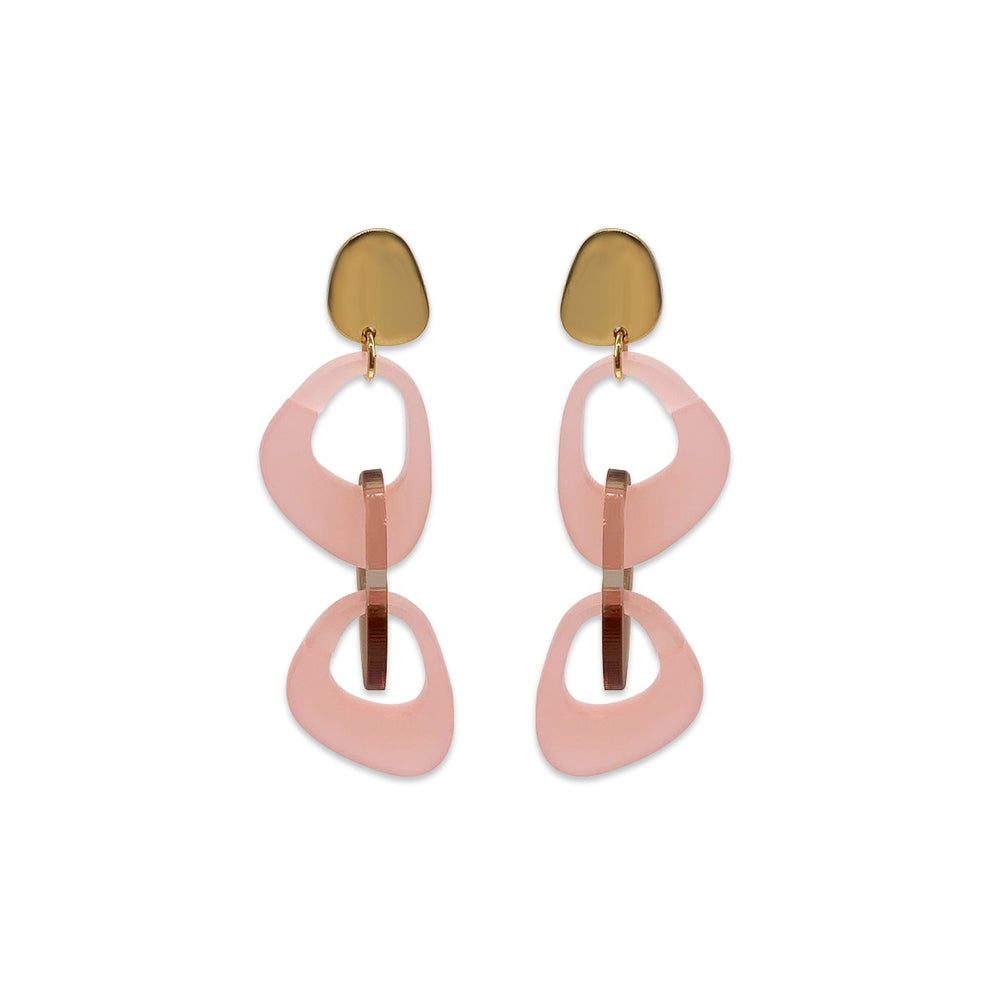 Pebble Link Earrings - Blush & Champagne